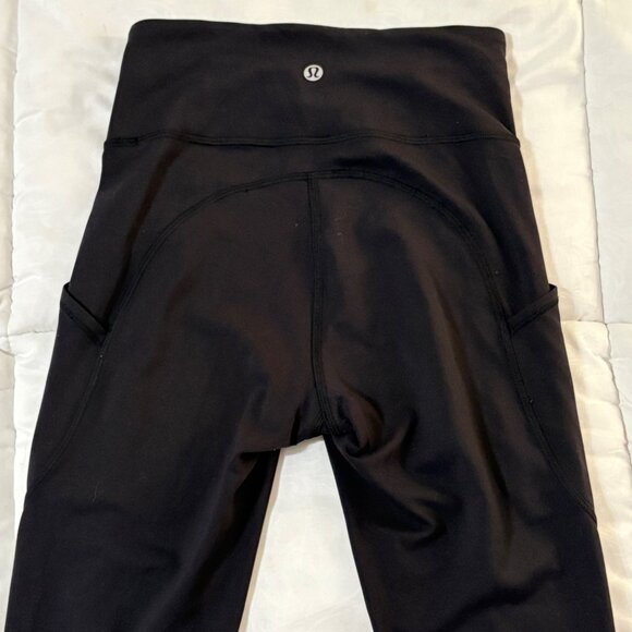 Lululemon Invigorate High-Rise Crop 23" Black Leggings Everlux Gym Pockets 2 - Picture 5 of 10
